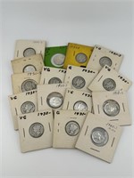 Selection of Barber and Mercury Dimes