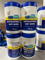 Lot of 4 UltraCleanX antibacterial wet wipes each