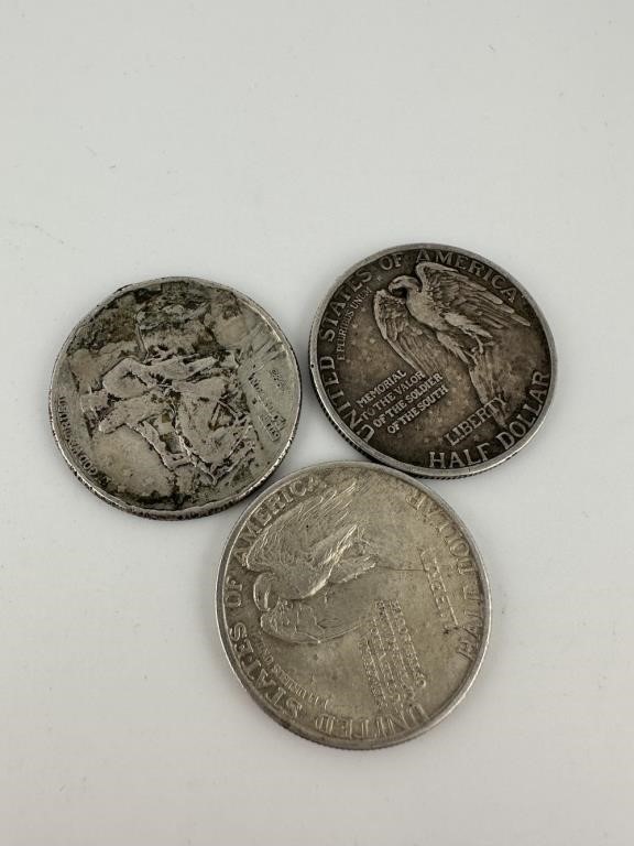Three 1925 Stone Mountain Half Dollars