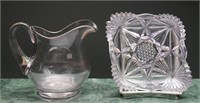 EAPG Amethyst Glass Pitcher & Dish (2)