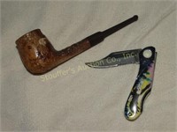 Vintage pipe, 2" pocket knife