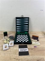 Backgammon chess, dominoes, checkers poker