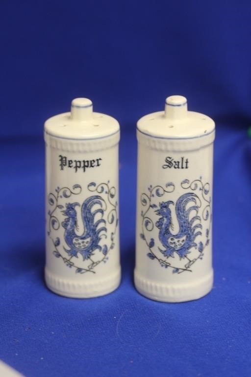 Blue and White Ceramic Salt and Pepper Shakers