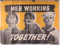 VTG WWII Men Working Together 1942 30x40 Poster