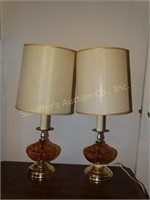 2 Vintage glass  lamps, 23"h