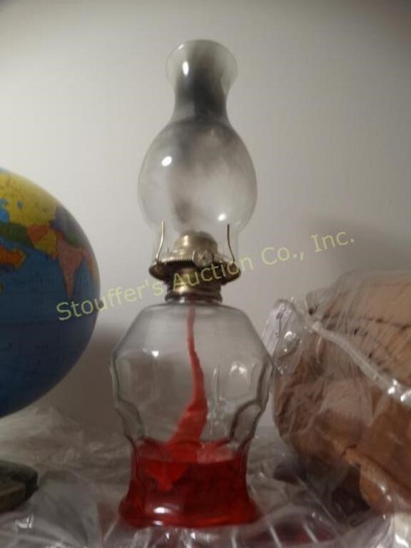 Glass oil lamp, 16"h
