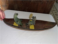 Yard Art Metal Frogs in Canoe
