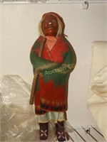 Vintage Native American Indian Doll, 11"h