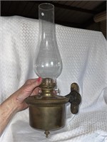 Gorgeous Antique Wall Mounted Brass Oil Lamp