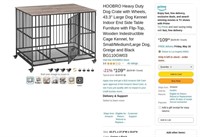 B9599  HOOBRO Heavy Duty Dog Crate, 43.3" Kennel