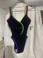Black Swimsuit with Multicolour Trim