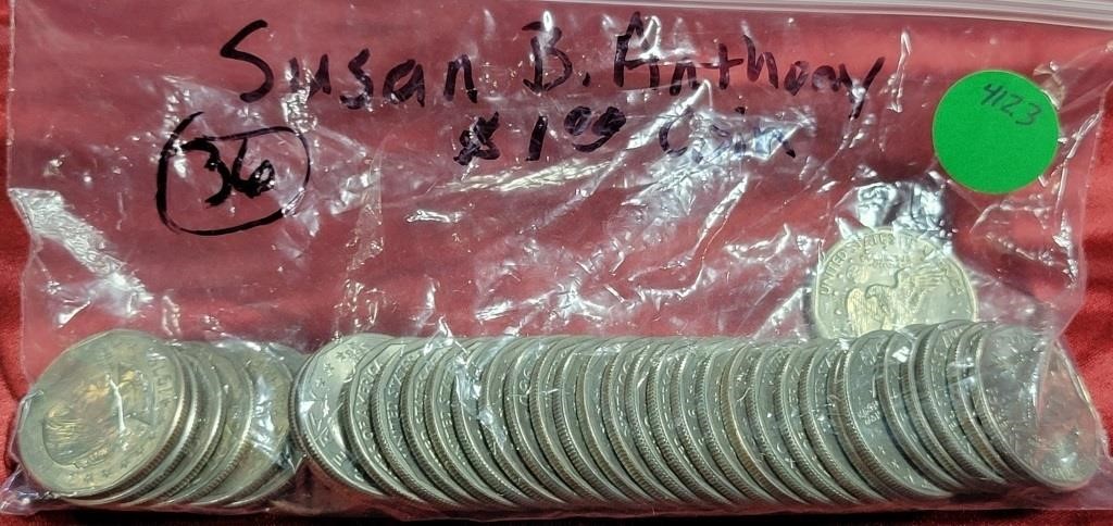 APPROX. 36 SUSAN B. ANTHONY $1 COINS
