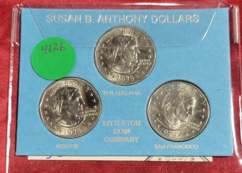 1979 SUSAN B. ANTHONY D, P, S $1 COIN SET