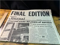 VINTAGE OREGON JOURNAL FINAL EDITION 9/4/82
