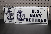 Lot of 2 US Navy Retired License Plates
