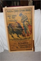 VTG Chamaco bull fighting poster on board