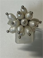 STERLING SILVER GENUINE PEARLS SIZE 7