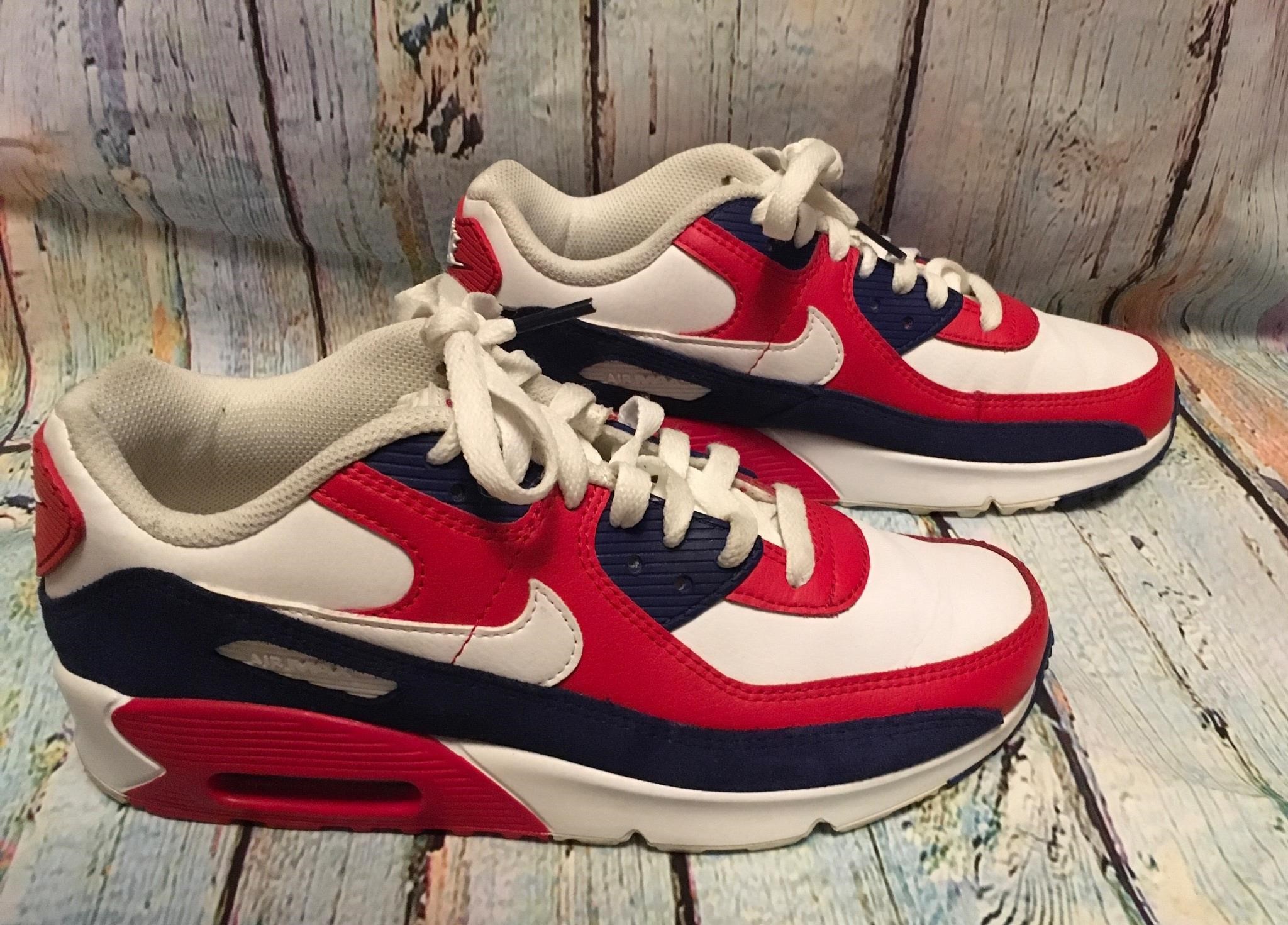 Ladies Nike air max red blue and white