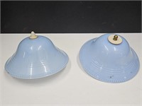 2 Vintage Baby Blue  Plastic 7" Wide  Lamp Shades
