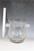 Large VTG Swirl glass ice bucket with handles
