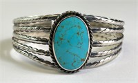 Large Sterling Turquoise Cuff 30 Grams