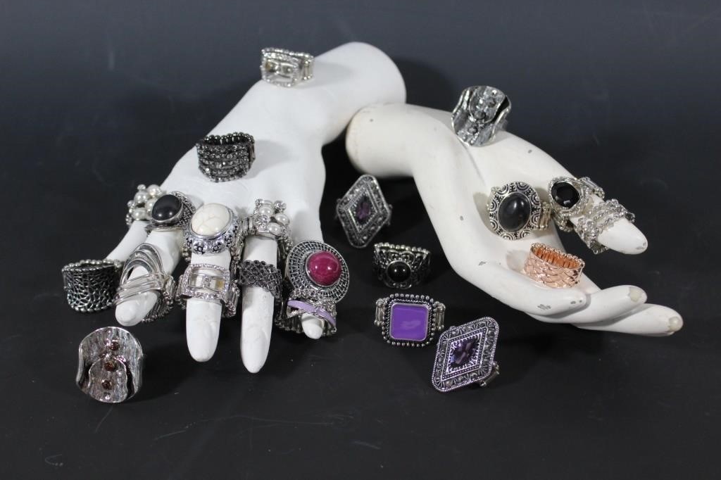 Lot of Costume Jewelry - Stretch Rings