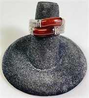 Unique Sterling "Red Tigers Eye" Ring 9 G Size 5.5