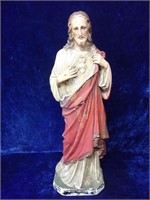 Antique Chalkware Statue of Sacred Heart of Jesus