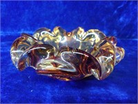 Beautiful Murano Style Amber Blown Glass Dish