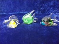 Group of 3 Mouth Blown Fish Figurines