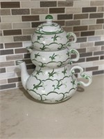 Bonwit Teller 3-Tiered Tea Pot, hand painted Italy