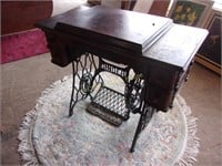 Vintage Singer Oak And Wrought Iron Treadle Sewing