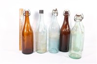 5 Antique bottles-Torah Beverage bottles c1890s