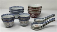 Chinese Rice Bowls, Teacups and Spoons