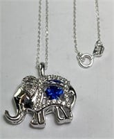 18" Italian Chain/Sterling Blue Sapphire Elephant