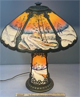 Antique Reverse Painted Table Lamp