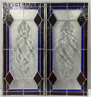 Pair Stained & Leaded Glass Panels