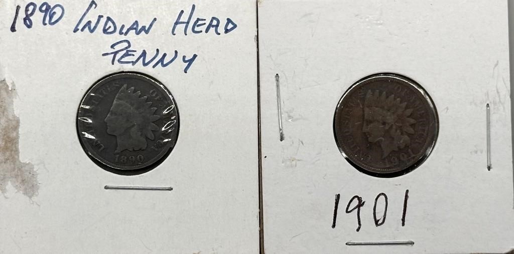 1890, 1901 Indian Head Penny