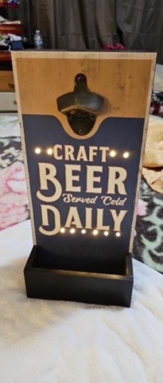 Craft beer bottle opener and sign  with light