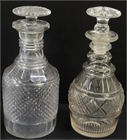 Pair Antique Cut Glass Regency Decanters