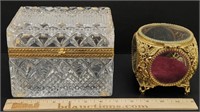Gilt Brass & Glass Jewelry Vanity Boxes Lot