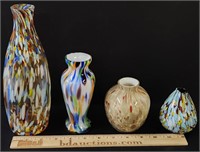 Spangled Art Glass Vases Lot Collection