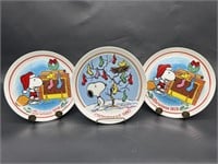 (3) Vintage Collectable Peanuts Christmas Plates