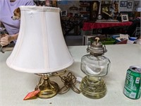 Electrified Glass/Brass Oil Lamp
