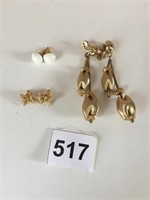 THREE PAIRS MONET EARRINGS ONE CLIP ON DROP TINY