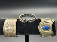 Costume Cuff Bracelets, One with Lapis