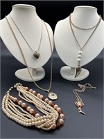 (5) Costume Jewelry Necklaces, One is a Locket