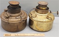 2 Perfection Brass Kerosene Oil Lamp Fonts