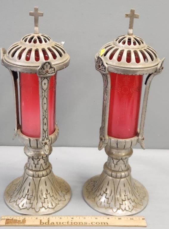 Pair Ecclesiastical Candlestick Holders