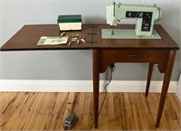 Sewing maching and table